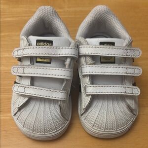 Adidas Black and White Superstar Sneakers Velcro Shell Toe